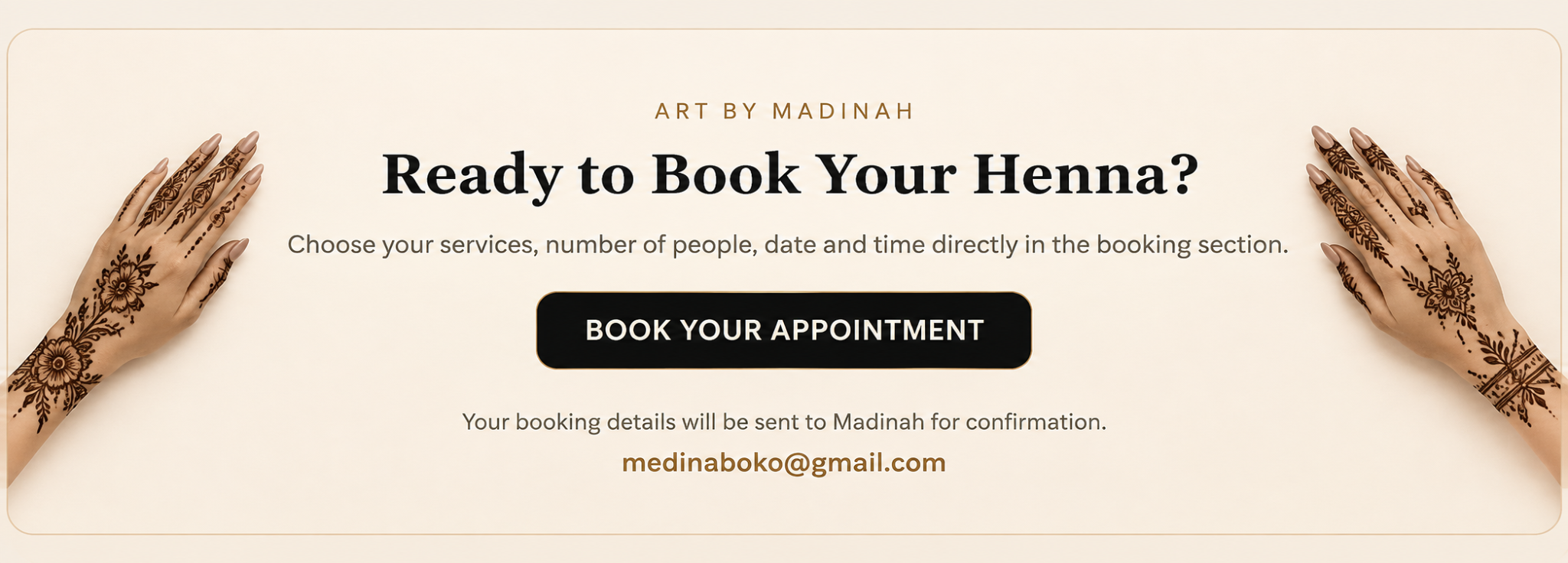 Art by Madinah — Ready to Book Your Henna